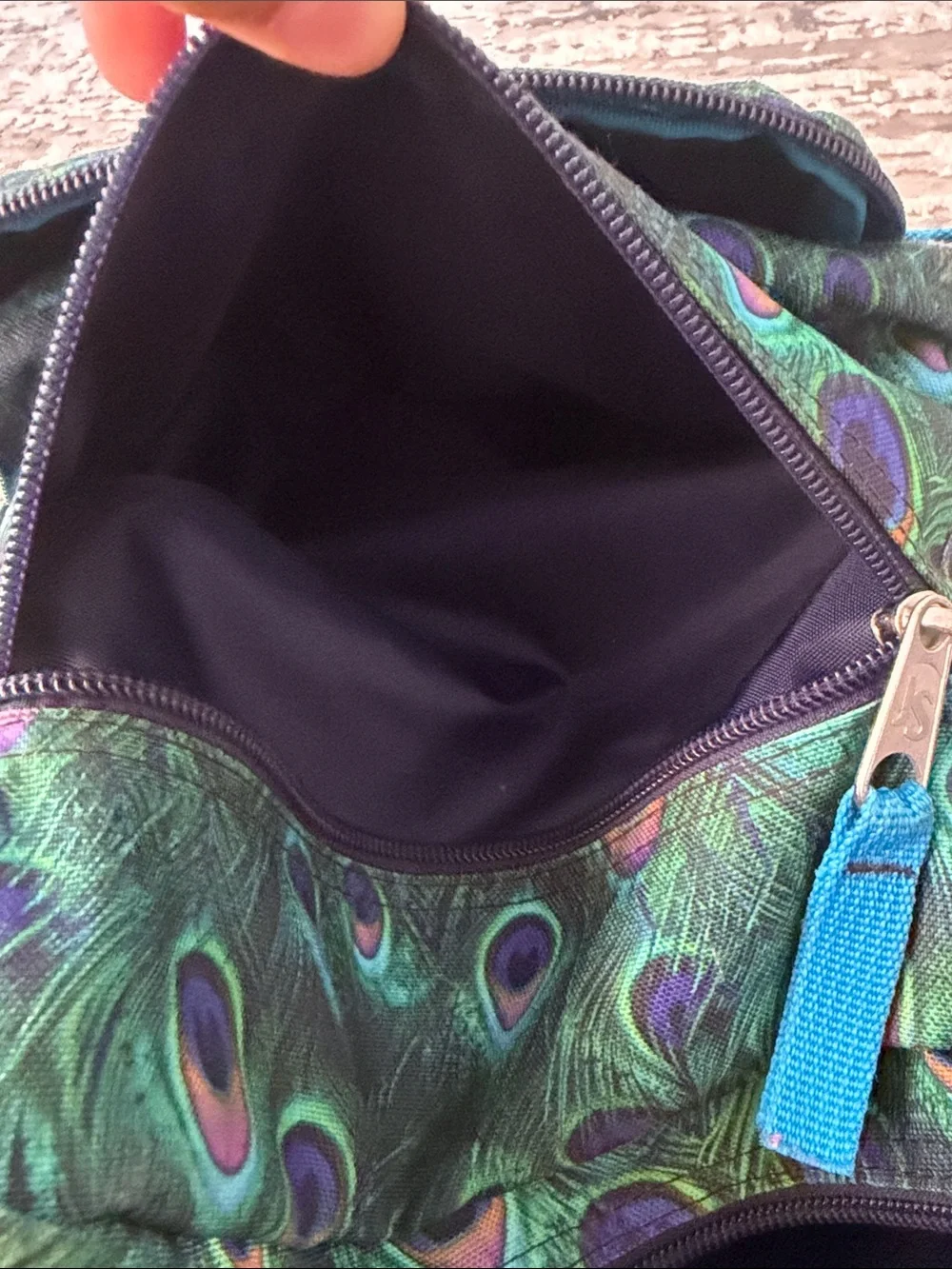 Jansport Peacock Feather Pattern Backpack - Green & Blue